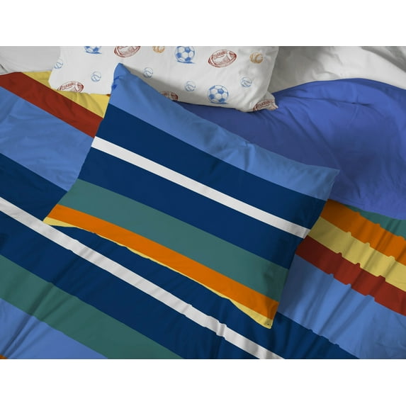 Saturday Park Vintage Stripe 100% Organic Cotton Kids' Duvet Cover & Sham Set, Multicolor, Duvet Sets
