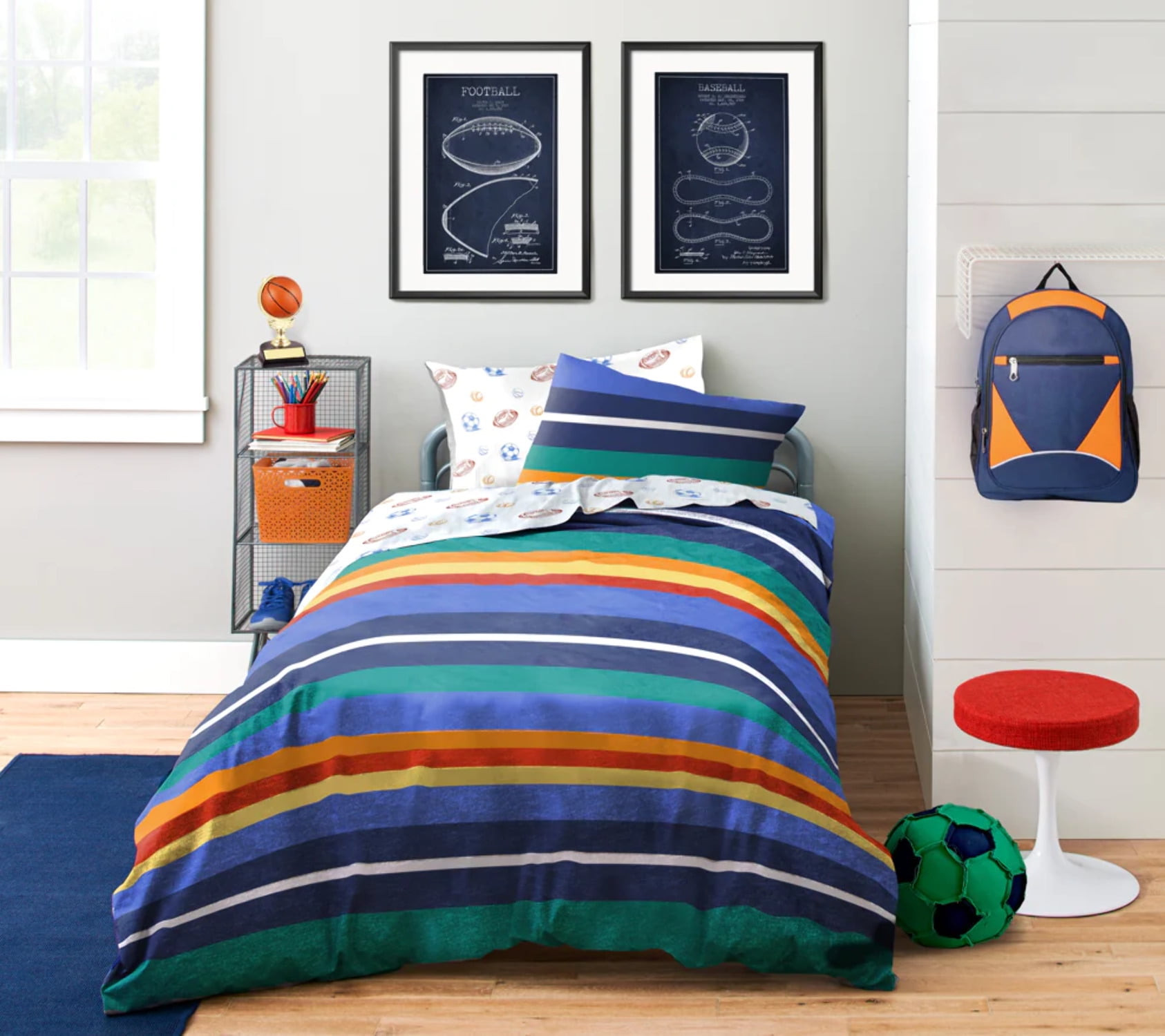 Vintage Stripe Multicolor Organic Cotton Queen Bed Set