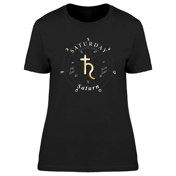 Saturday Sign Saturn Graphic T-Shirt Women -Image by Shutterstock, Female Large