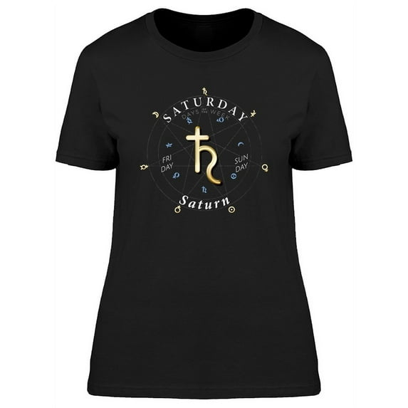 Saturday Sign Saturn Graphic T-Shirt Women -Image by Shutterstock, Female XX-Large