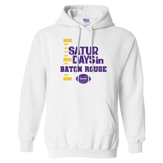 Saturdays in Baton Rouge Hoodie Sweatshirt Unisex Medium White
