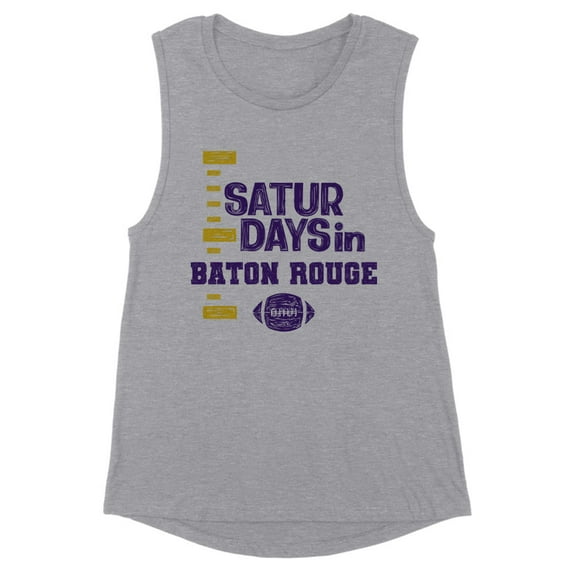 Saturdays in Baton Rouge Women's Muscle Tank Large Heather Grey