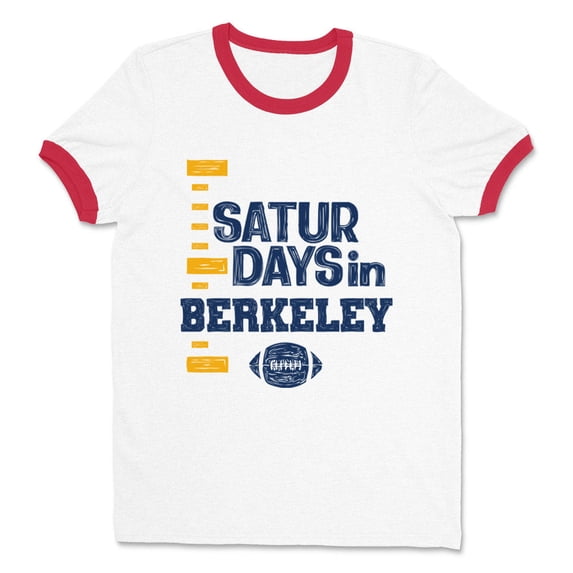 Saturdays in Berkeley Ringer Tee Shirt Unisex Medium White/Red