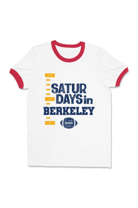 Saturdays in Berkeley Ringer Tee Shirt Unisex Small White/Red
