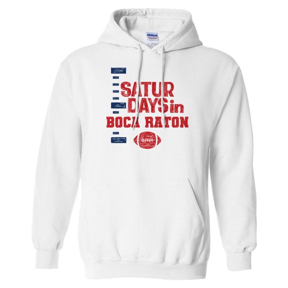 Saturdays in Boca Raton Hoodie Sweatshirt Unisex Large White