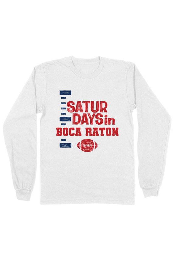 Saturdays in Boca Raton Long Sleeve Shirt Unisex Small White