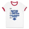thumbnail image 1 of Saturdays in Colorado Springs Ringer Tee Shirt Unisex 2X-Large White/Red, 1 of 1