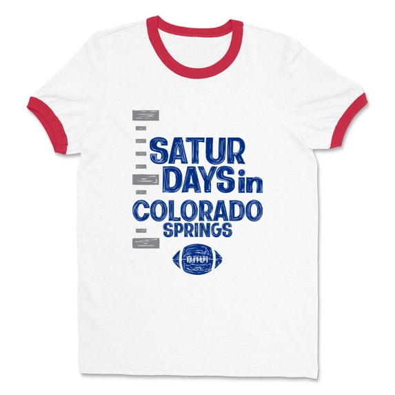 Saturdays in Colorado Springs Ringer Tee Shirt Unisex 2X-Large White/Red