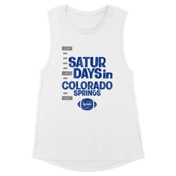 Saturdays in Colorado Springs Women's Muscle Tank Large White