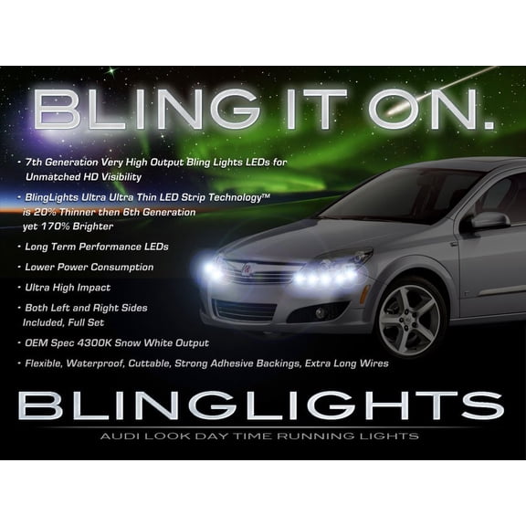 Saturn Astra LED DRL Head Lamp Light Strips Kit Day Time Running