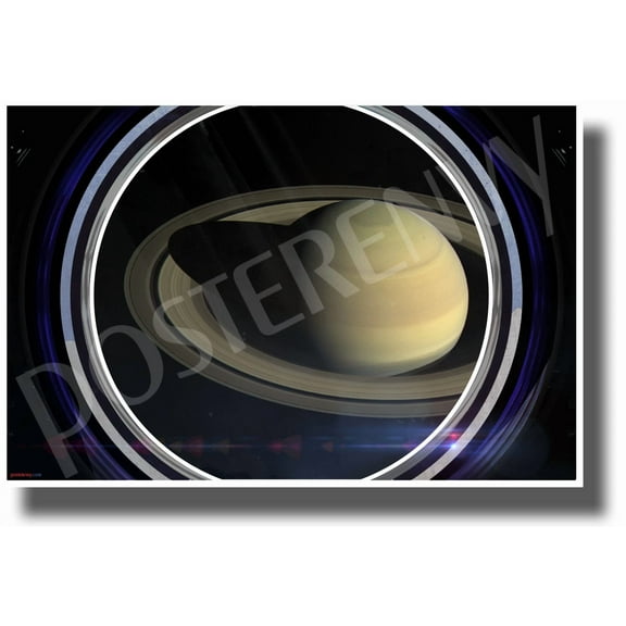 Saturn Horizon In Spaceship Window - New Classroom Science Poster
