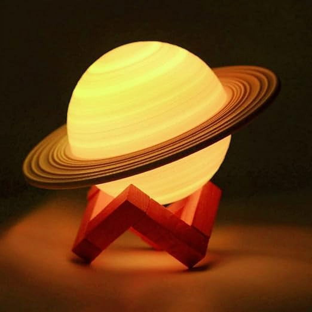 Saturn Lamp 5.15 inch Moon Lamp Galaxy Lamp 16 Colors LED 3D Moon Light USB Rechargeable Remote&Touch Control Nursery Room Decor