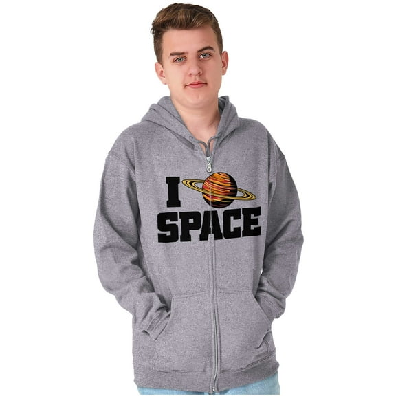 Saturn Love I Heart Outer Space Unisex Fleece Graphic Zip Up Hoodie Brisco Brands 4X