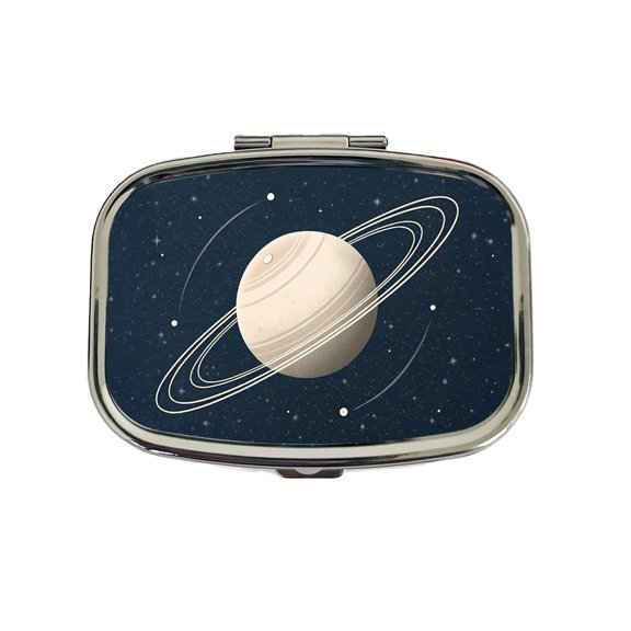 Saturn Planet Rings Space Small Travel Handbag Pill Box Case
