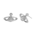thumbnail image 1 of Saturn Planet Stud Earrings for Women, Alloy with Full Zirconia Accents, Space-Inspired Celestial Jewelry, Elegant Celestial Gift Idea, 1 of 5