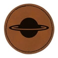 thumbnail image 1 of Saturn Planet Symbol 2.5" Faux Leather Round Engraved Iron-On Patch - Brown, 1 of 6