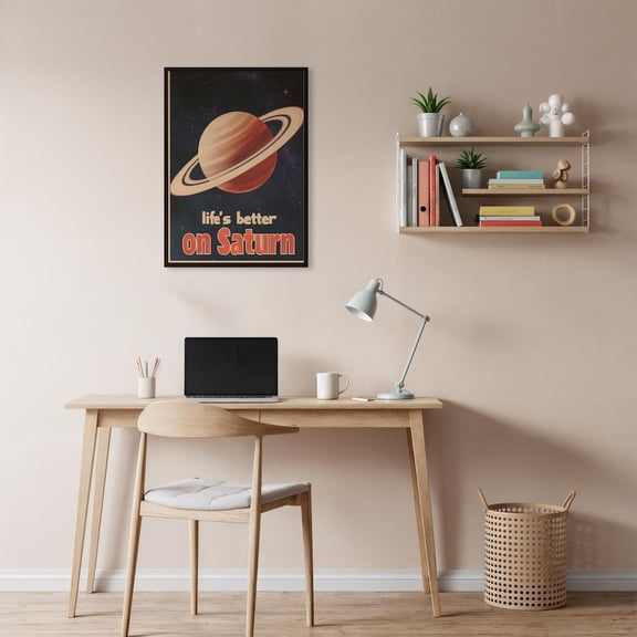 Saturn Planet Wall Art, Futuristic Space Decor, Stretched Canvas Size 16x24
