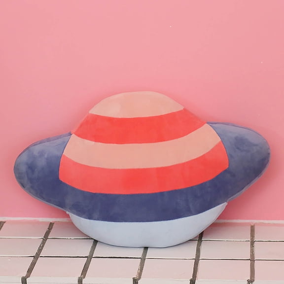 Saturn Plush Throw Pillow Super Soft Short Plush PP Cotton Filled Space Themed Stuffed Cushion For Bedroom Sofa Decor Gift For Kids Friends Space Lovers(Red-50x30cm)