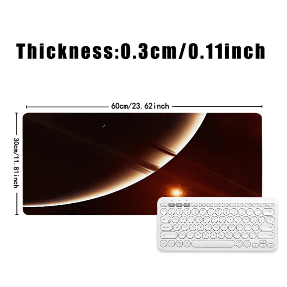Saturn Rings Space Theme Mouse Pad 31.5 x 11.82 Inches Rubber Desk Mat for Office Gaming Workstation