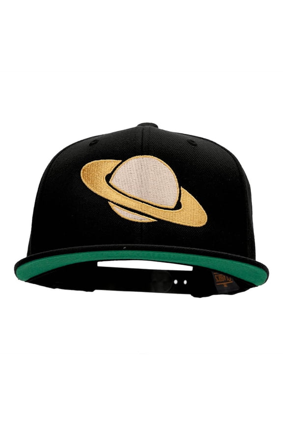Saturn Silhouette Embroidered Wool Blend Cap - Black OSFM