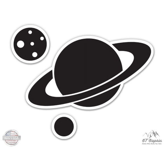 Saturn Space Moons Set - 3" Total Sheet Area - Vinyl Stickers - For Car Laptop I-Pad Phone Helmet Hard Hat - Waterproof Decals