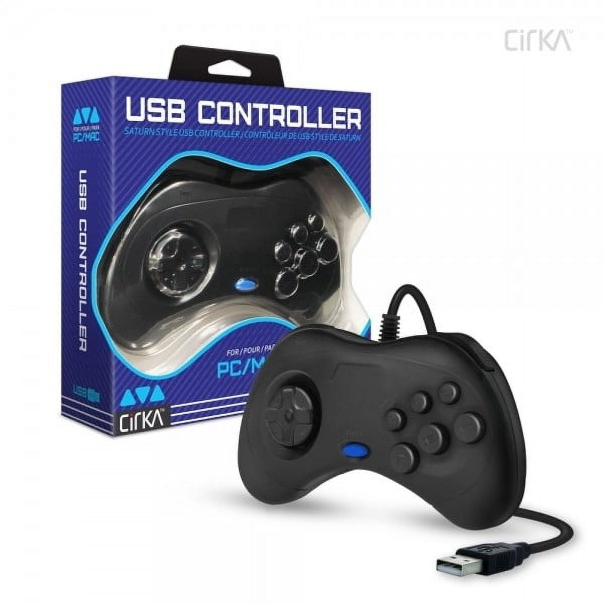 Saturn-Style USB Controller for PC/ Mac (Black) - CirKa