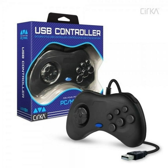Saturn-Style USB Controller for PC/ Mac (Black) - CirKa