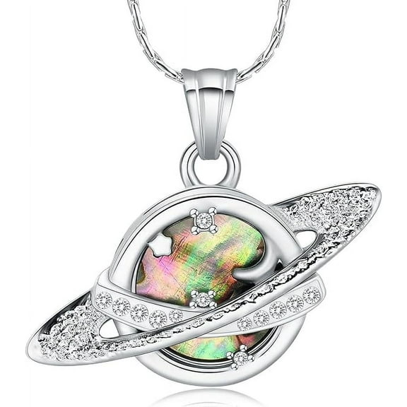 Saturn Urn Necklace for Ashes Abalone Shell Planet Cremation Jewelry for Ashes Urn Gifts for Nature Lovers Keepsake Memorial Jewelry for Women