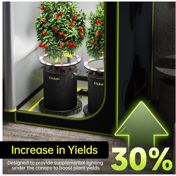 Saturn480 Under-Canopy Grow Light, Red-Enhanced Full- Dimmable & Timer LED Grow Light for Grow Tents, Greenhouses, Adjustable Height, 48W, 2-Light Pack