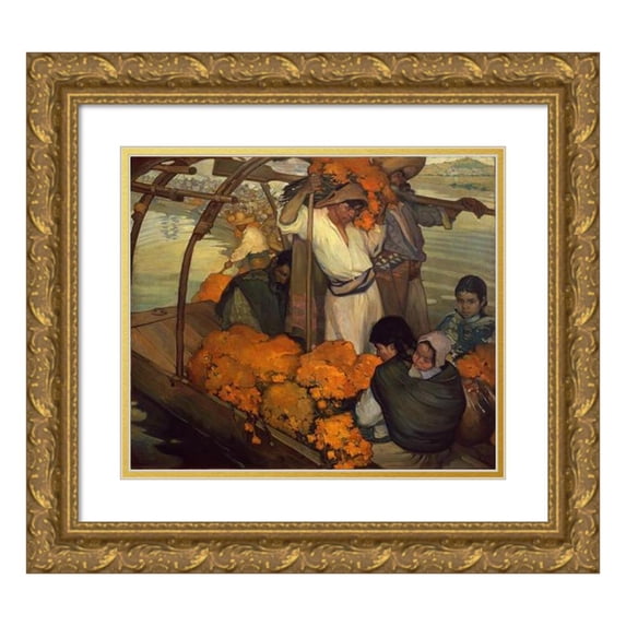 Saturnino Herrán 16x15 Gold Ornate Wood Frame and Double Matted Museum Art Print Titled - The Offering (1913)