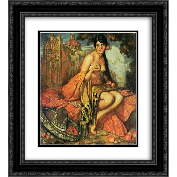 Saturnino Herran 2x Matted 20x22 Black Ornate Framed Art Print 'unknown title'