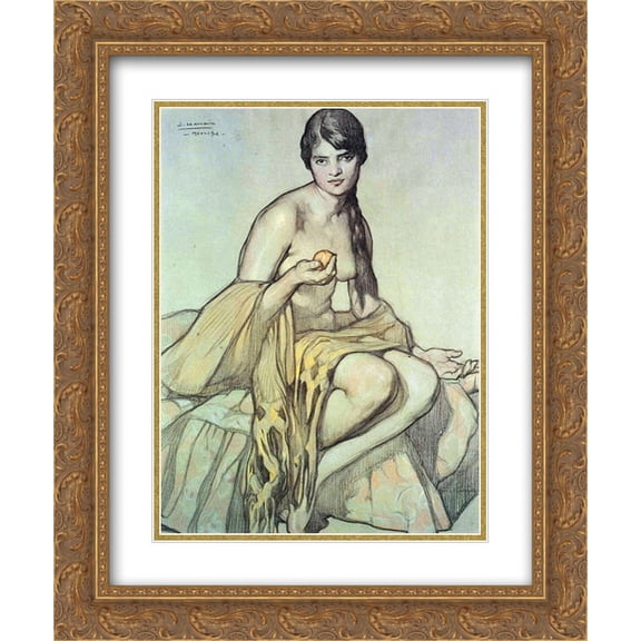 Saturnino Herran 2x Matted 20x24 Gold Ornate Framed Art Print 'El rebozo'