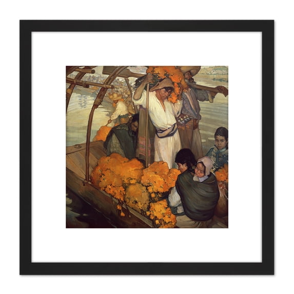 Saturnino Herran The Offering Painting 8X8 Inch Square Wooden Framed Wall Art Print Picture with Mount