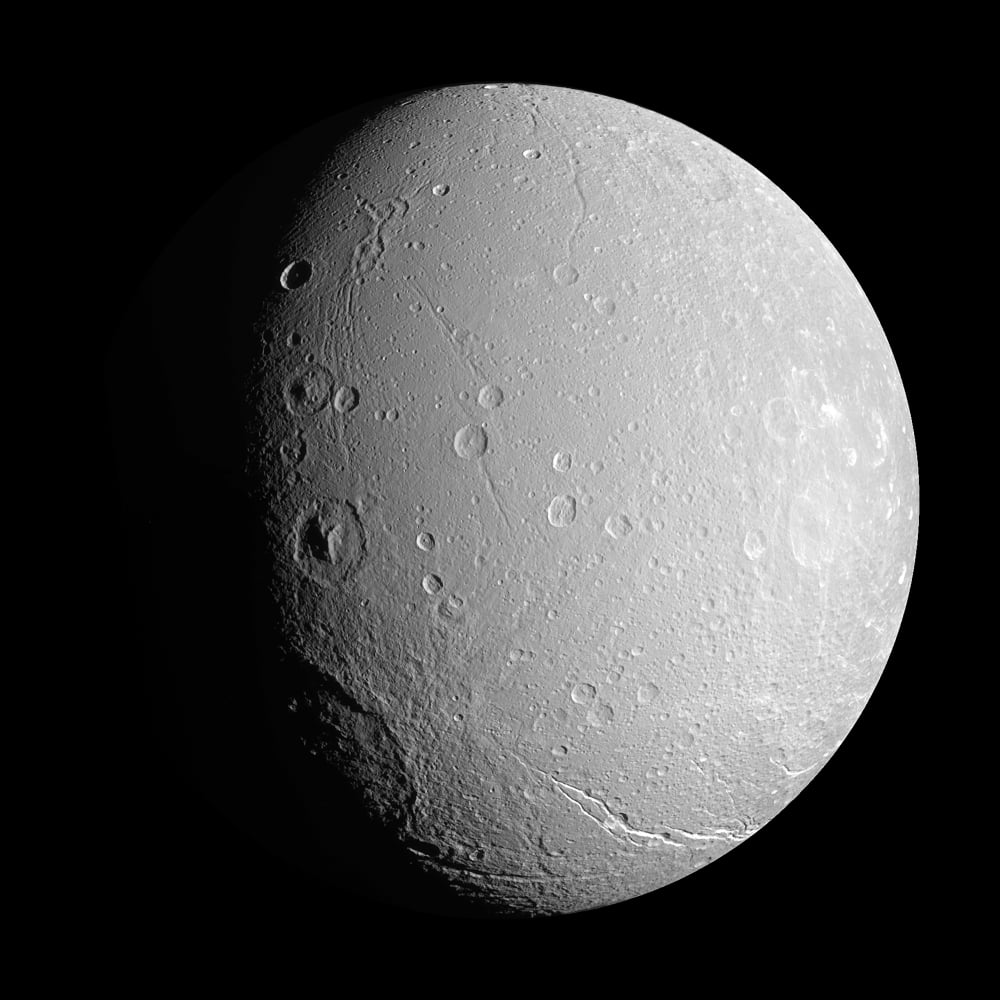 Saturns moon Dione Canvas Art - Stocktrek Images (28 x 28)