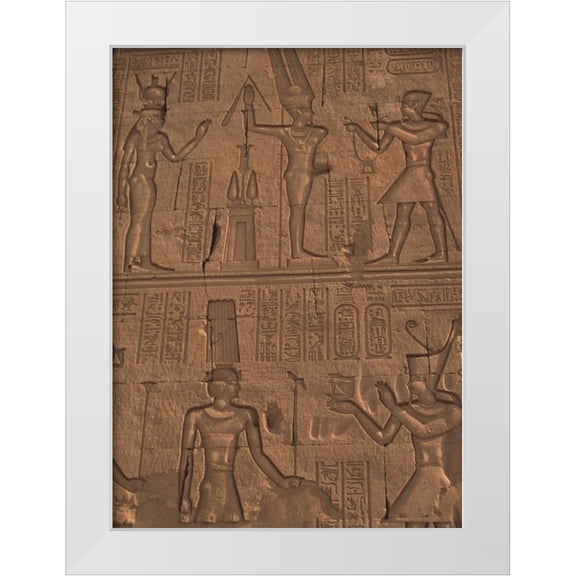 Satushek, Steve 24x32 White Modern Wood Framed Museum Art Print Titled - Egypt, Kom Ombo Stone relief work on temple wall