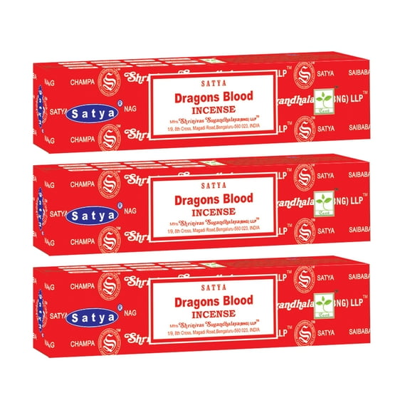 Satya 3 Pack of Nag Champa Incense Sticks Original Sai Baba | Hand Rolled in India for Cleansing, Relaxation Purification & Meditation (Dragons Blood)