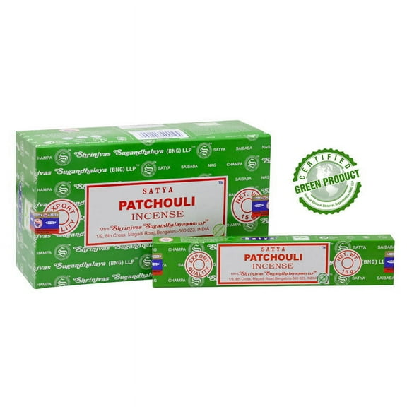 Satya 60s Patchouli Incense Sticks 12 Packs x 15 Grams Box of 180 Grams