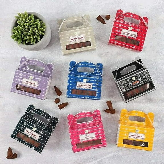 Satya Backflow Dhoop Cone Mega Set of 8 Pack x 24 Cones