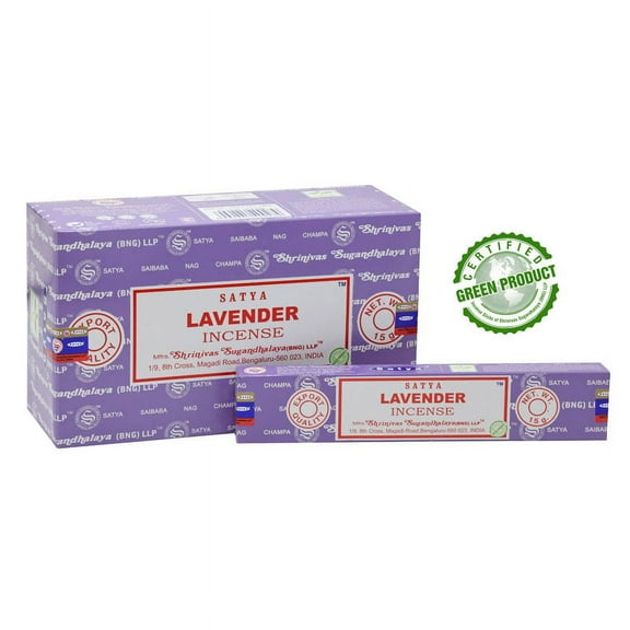 Satya Lavender Incense Sticks 12 Packs x 15 Grams Box of 180 Grams