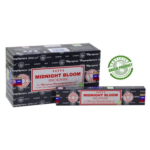 Satya Midnight Bloom Incense Sticks 12 Packs x 15 Grams Box of 180 Grams