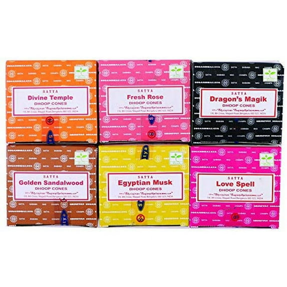 Satya Sai Baba Incense Dhoop Cones 6 Packs with 12 Cones Each (72 Cones Total) (Harmony Blend)