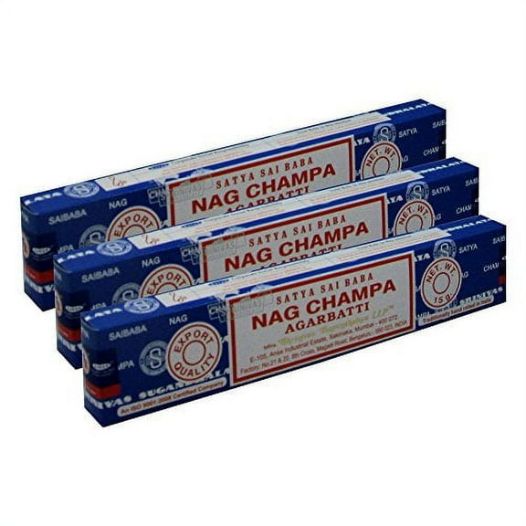 Satya Sai Baba Nag Champa Agarbatti Pack of 3 Incense Sticks Boxes 15gms Each Fine Quality Incense Sticks