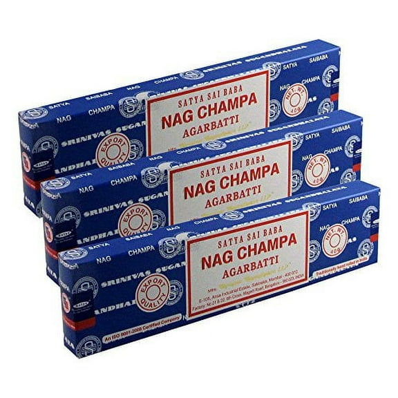 Satya Sai Baba Nag Champa Agarbatti Pack of 3 Incense Sticks Boxes 40gms Each Supreme Hand Rolled Incense Sticks
