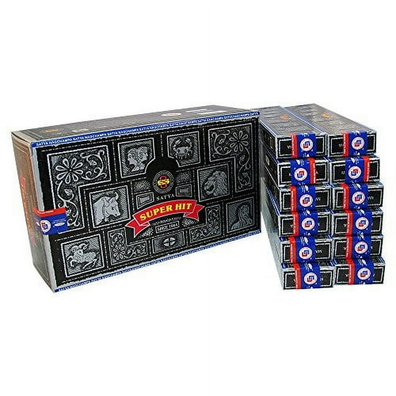 Satya Super Hit Incense Sticks Pack of 12 Incense Sticks Boxes 15gms Each Hand Rolled Incense Sticks Reduce Negative Aspects & Boosts Positive Aspects for Tranquility, Positivity & Peace