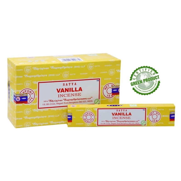 Satya Vanilla Incense Sticks 12 Packs x 15 Grams Box of 180 Grams