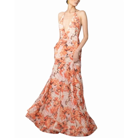 Sau Lee womens Calista Dress, 6, Orange