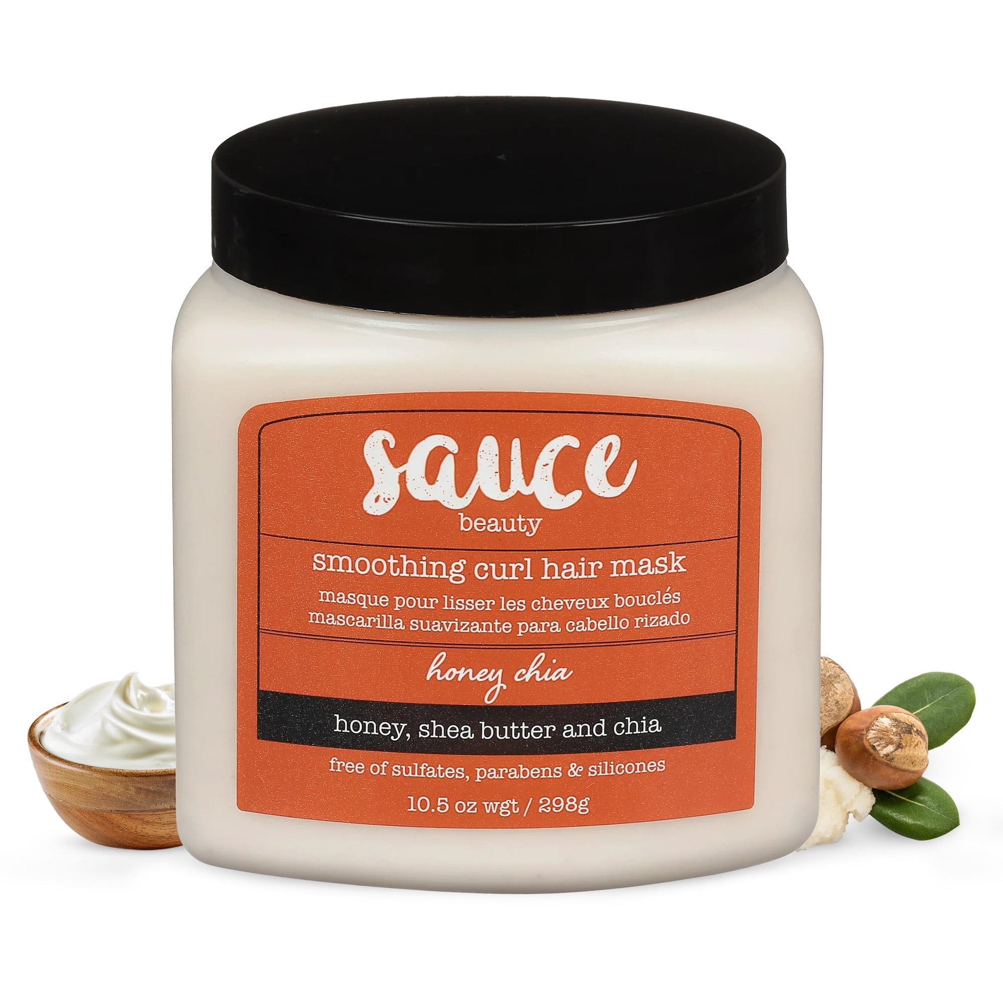 Sauce Beauty Smoothing Curl Hair Mask, Honey Chia, with Honey, Shea