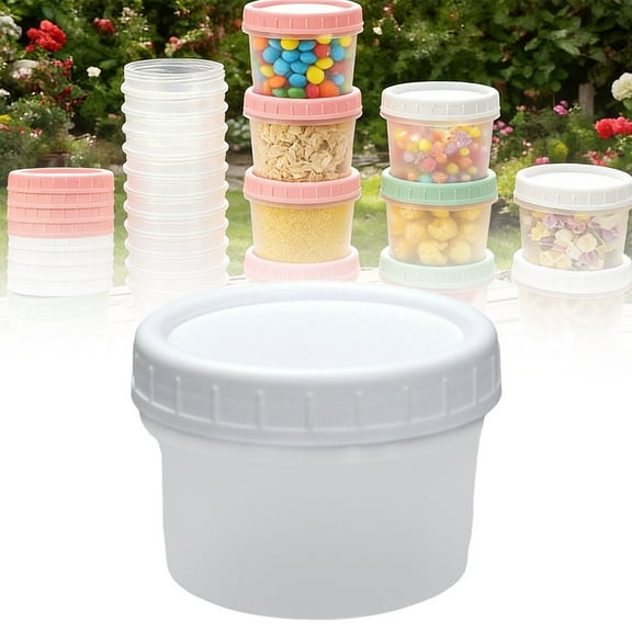 Sauce Containers Small Plastic Containers Overnight Oats Containers with Lids Yogurt Containers with Lids Small Bowls with Lids Small Food Containers Freezer Containers for Soup White, 120 ml
