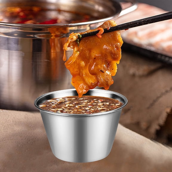Sauce Cup Condiment Dish, Stainless Steel, Rust-resistant Kitchenware, Easy Clean Dishwasher Safe, Modern Dining Table Serving Bowl, Topliu