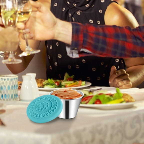 Sauce Dipping Cups Basdi Leakproof Dipping Containers - Reusable Sauce Cups with Silicone Lids for Lunch Boxes | Perfect for Dressings, Dips & Seasonings, Leakproof Containers, Mint Green